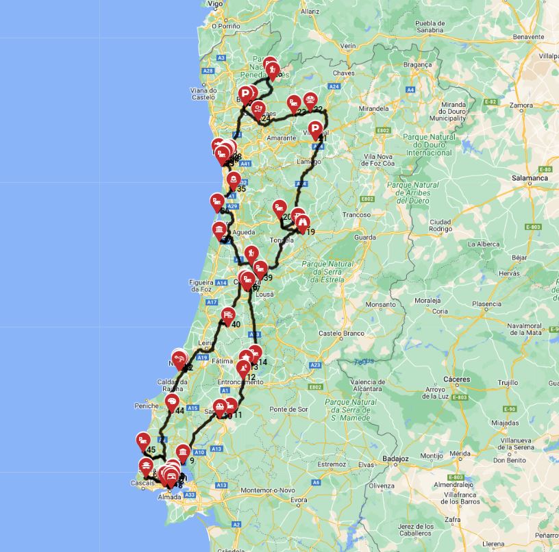 Map for Lisbon Roundtrip - North